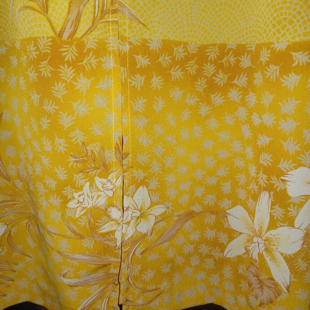 Two Twenty Vintage Maxi Dress Shift Medium Yellow Gold White Floral - Picture 4 of 5